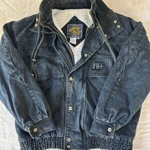 Vintage 90s Texas Tuff Mens Large Denim Jean Trucker Sherpa Lined Western‎ Rodeo